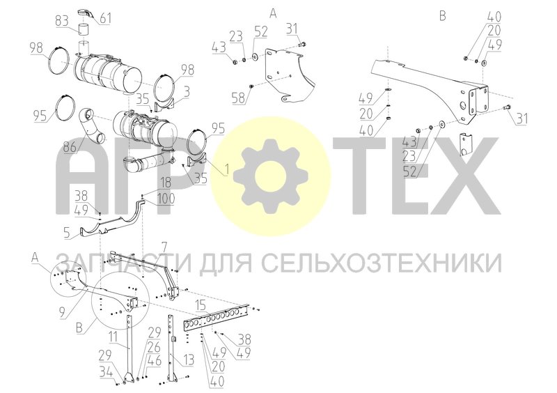 Чертеж Установка выхлопной системы (181.05.31.800)